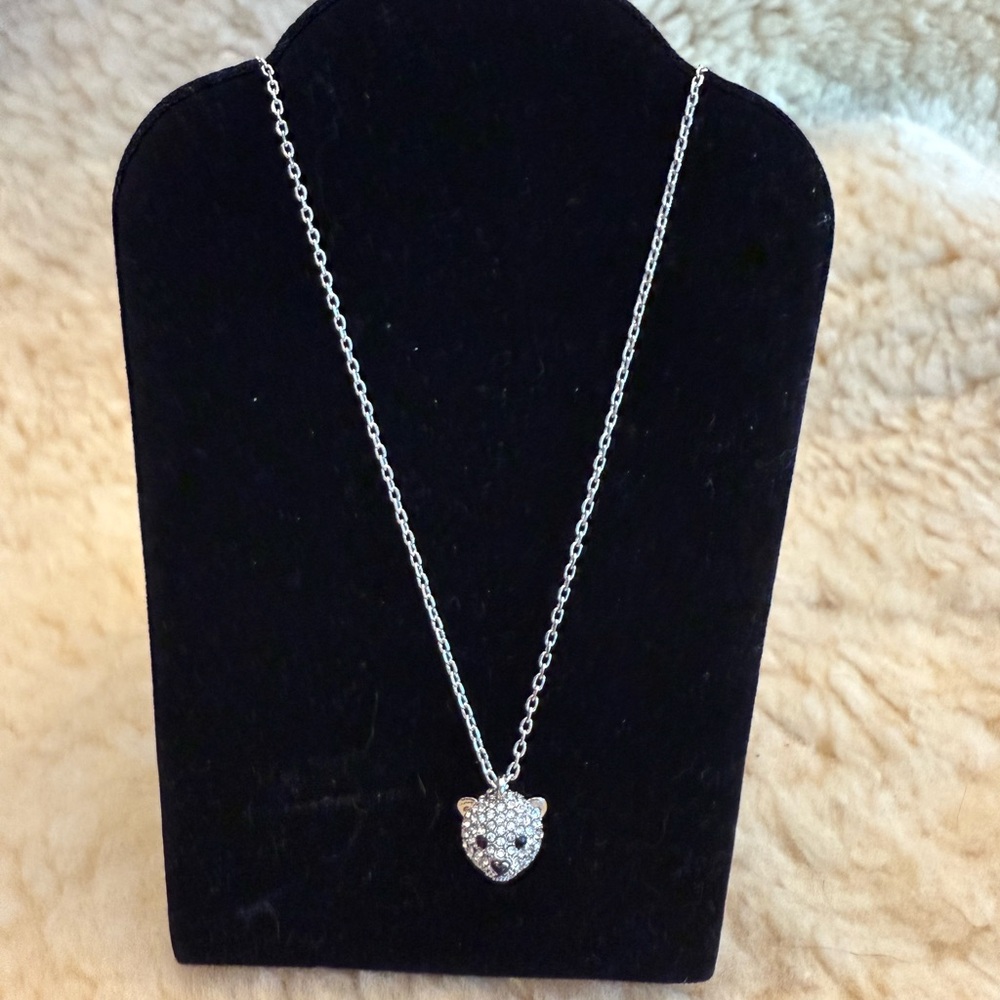Kate Spade Silver Necklace with Crystal Bear Pendant